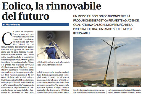 Stampa: Industria: Eolico, la rinnovabile del futuro